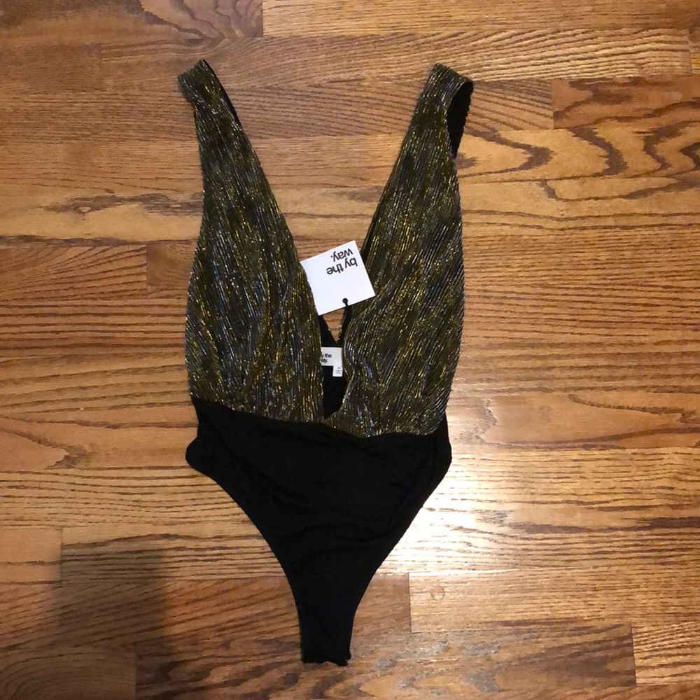 Gold Deep V Bodysuit
